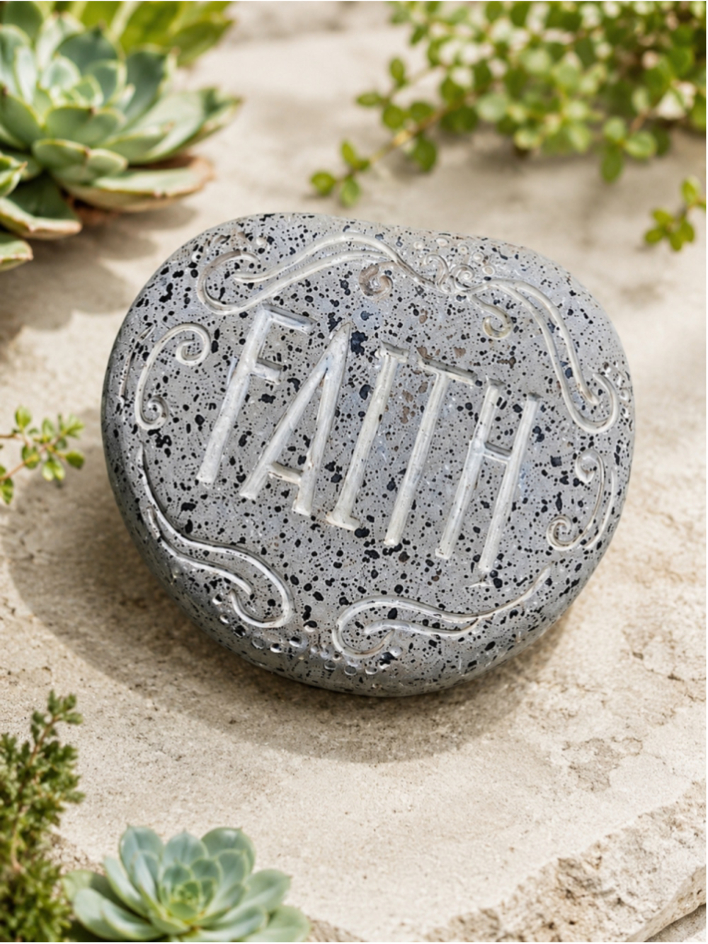 Set of 4 Inspirational Garden Stones – “Hello,” “Love,” “Believe” & “Faith” - Picture 3 of 6